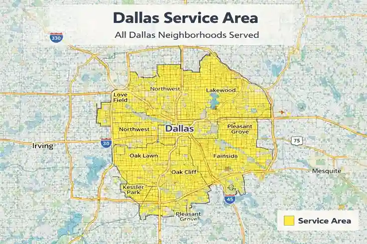 Dumpster rental service areas in West Dallas, Dallas